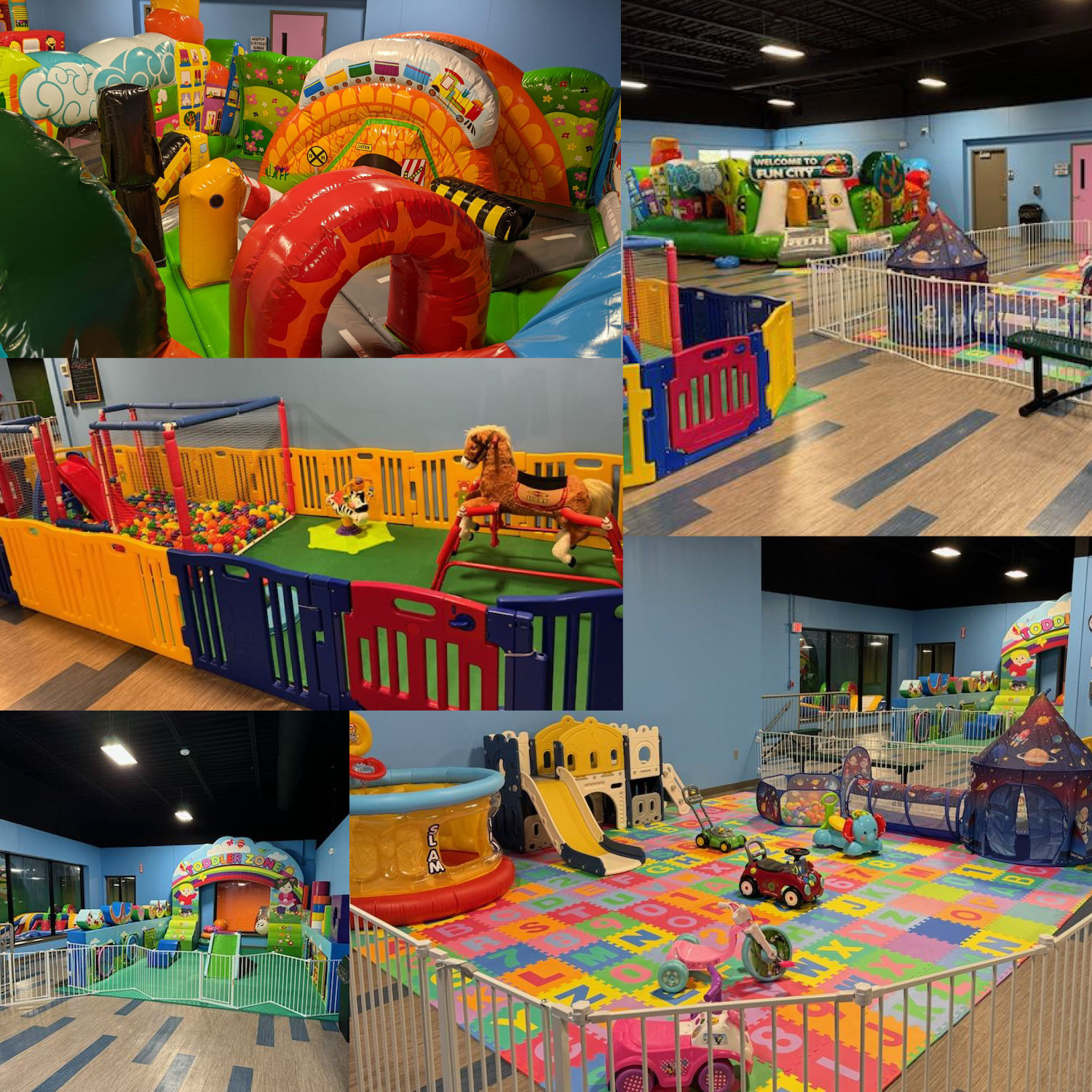 Bouncyland is a Family Activity Entertainment Center For Kids & Children in Muncie, Indiana! Features 15 bounce houses, toddler zone play area, arcade, birthday party hosting, My Plushy Pals where you can create your own stuffed animal, and concessions & dining! There's so many fun things for kids & children to do at Bouncyland in Muncie!